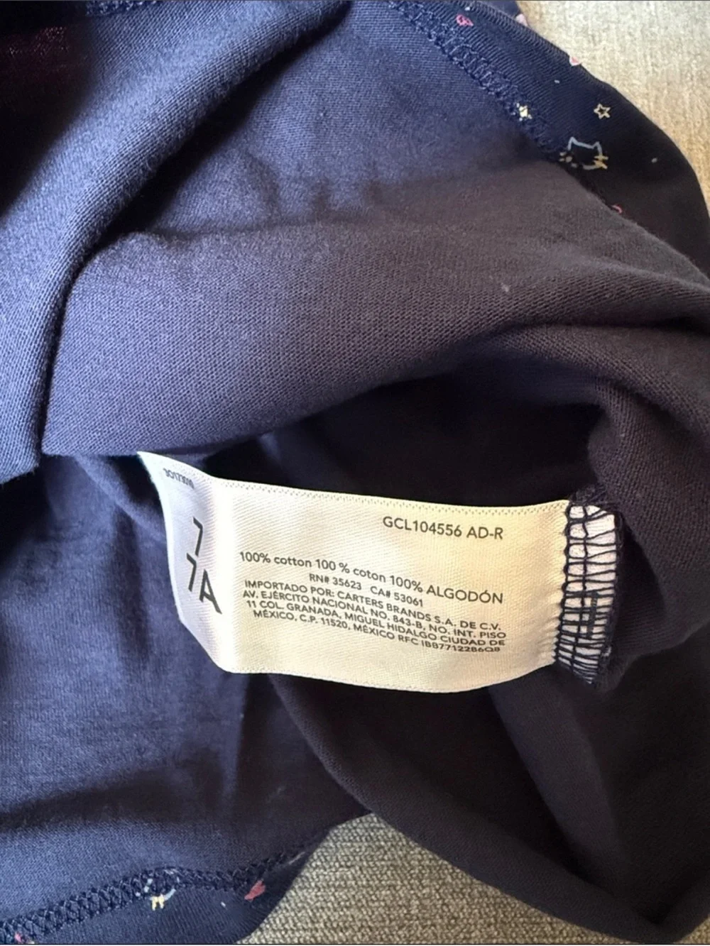 Carter's Navy Blue Pullover Hoodie with Hearts, Cats and Stars Good Vibes